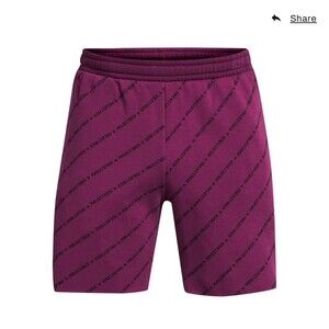 Size L Mens Under Armour Project Rock Shorts Badge of Honor Fleece Purple NEW